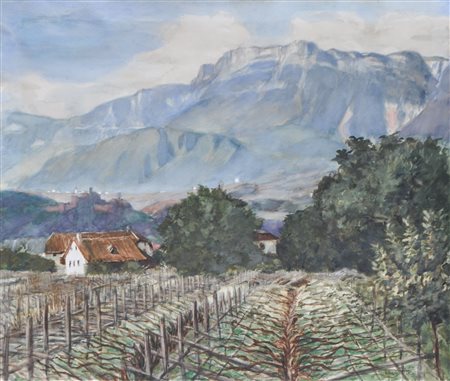 Hugo Atzwanger (Feldkirch 1883 - Bozen/Bolzano 1960) Paesaggio di Bolzano con...