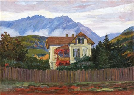 Cesare Covi (Trient/Trento 1872 - 1923) Villa in montagna, 1917;Olio su tela,...