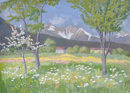 Lila Gruner (Guntramsdorf 1870 -Wien/Vienna 1950) Prato primaverile presso...