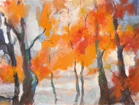 Erich Stecher Alberi;Acrilico su cartoncino, 49,5 x 65 cm, in cornice Firma