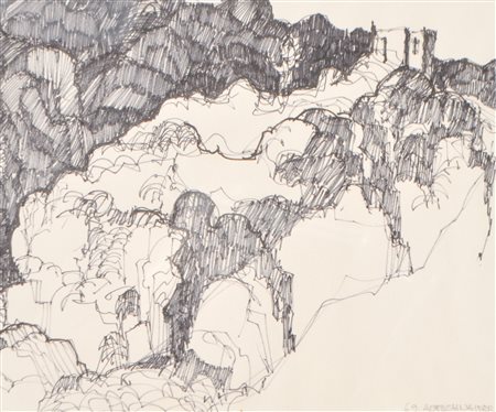 Helga von Aufschnaiter (Forlì 1939) Paesaggio, 1969;Pennarello su carta, 24 x...