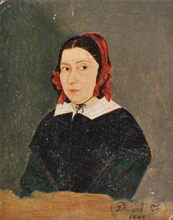 D. M. F. Ritratto femminile, 1847;Olio su cartone, 12,6 x 10 cm, in cornice...