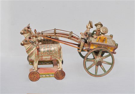 Anonym/Anonimo Carro trainato da buoi, India XIX sec.;Legno dipinto, altezza...