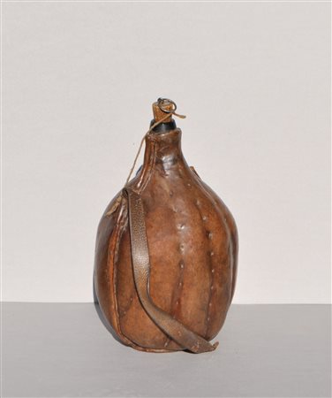 Anonym/Anonimo Borraccia, XIX secolo ca.;Vetro, pelle, altezza 37 cm, segni...