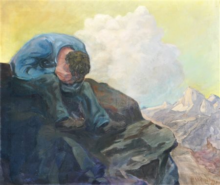 P. Wessely nach/da Thomas Walch La patria perduta, 1930;Olio su tela, 70 x 82...