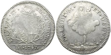 BOLOGNA. Governo Popolare (1796-1797). Mezzo Scudo 1797; Ag (14,20 g; 35,5 mm)