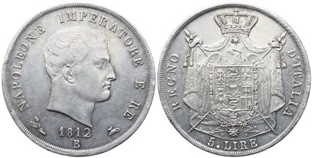 BOLOGNA. Regno d'Italia. Napoleone I (1805-1814). 5 lire 1812; Ag (25 g; 38 mm)