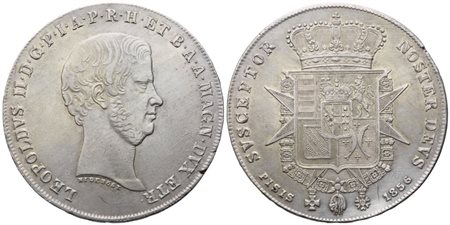FIRENZE. Granducato di Toscana. Leopoldo II di Lorena (1824-1859). Francescone da 10 Paoli 1856; Ag (27,58 g; 40,5 mm)