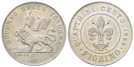 FIRENZE. Governo Provvisorio di Toscana (1859-1860). Fiorino 1859; Ag (6,84 g; 23,6 mm)