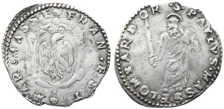 MASSA LOMBARDA. Francesco d'Este (1550-1578). Mezzo Giulio; Ag (1,60 g; 23,4 mm)