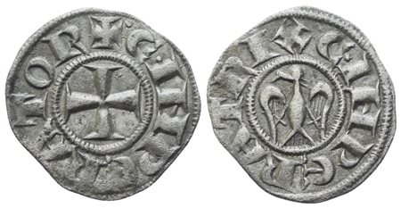 MESSINA. Enrico VI e Costanza d'Altavilla (1194-1197). Denaro; Ag (0,81 g; 15,5 mm)