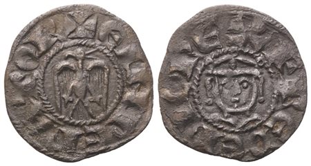 MESSINA. Enrico VI e Federico II (1196-1197), Denaro; Mi (0,69 g; 16 mm)