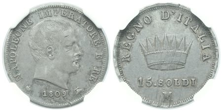 MILANO. Napoleone I Re d'Italia (1804-1814). 15 Soldi 1809; Ag (3,75 g; 21 mm)