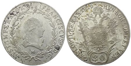 MILANO. Regno Lombardo-Veneto. Francesco I d'Asburgo Lorena (1815-1835). 20 Kreuzer 1819; Ag (6,70 g; 27,3 mm)