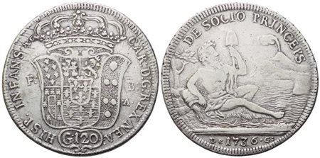 NAPOLI. Regno di Napoli. Carlo di Borbone (1734-1759). Piastra 1736; Ag (25,16 g; 39,5 mm)