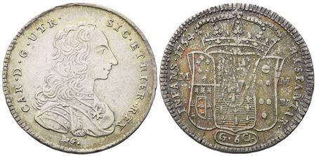 NAPOLI. Regno di Napoli. Carlo di Borbone (1734-1759), Mezza piastra 1754; Ag (12,62 g; 34,2 mm)