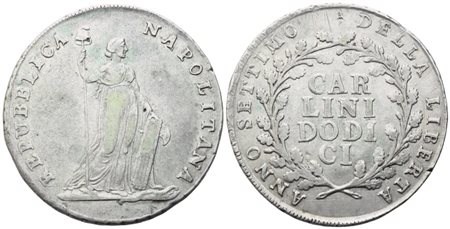 NAPOLI. Repubblica Napoletana (1799). Piastra da 12 Carlini 1799; Ag (27,45 g; 38,6 mm)