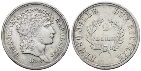 NAPOLI. Regno delle Due Sicilie. Gioacchino Murat (1808-1815), 2 Lire 1813; Ag (9,94 g; 26,5 mm)