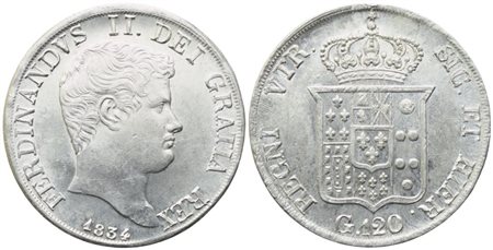 NAPOLI. Regno delle Due Sicilie. Ferdinando II di Borbone (1830-1859). Piastra 1834; Ag (27,40 g; 37 mm)
