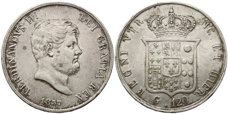 NAPOLI. Regno delle Due Sicilie. Ferdinando II di Borbone (1830-1859). Piastra 1857; Ag (27,40 g; 36,8 mm)