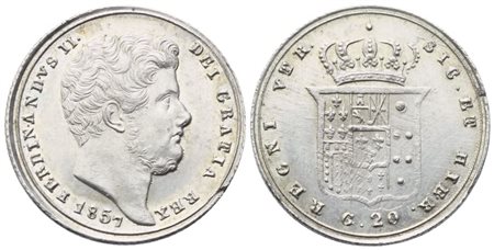 NAPOLI. Regno delle Due Sicilie. Ferdinando II di Borbone (1830-1859). Tarì 1857; Ag (4,57 g; 21,4 mm)