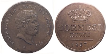 NAPOLI. Regno delle Due Sicilie. Ferdinando II di Borbone (1830-1859). 10 Tornesi 1857; Cu