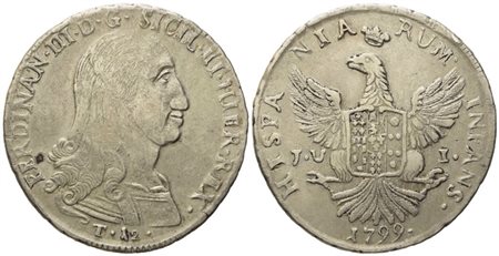 PALERMO. Regno di Sicilia. Ferdinando III di Borbone (1759 - 1816). 12 Tarì 1799; Ag (27,15 g; 39 mm)