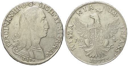 PALERMO. Regno di Sicilia. Ferdinando III di Borbone (1759 - 1816). 12 Tarì 1800. Ag (27,15 g; 38,6 mm)