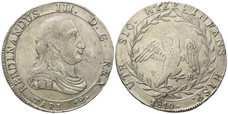 PALERMO. Regno di Sicilia. Ferdinando III di Borbone (1759-1816). 12 Tarì 1810; Ag (27,15 g; 39 mm) 