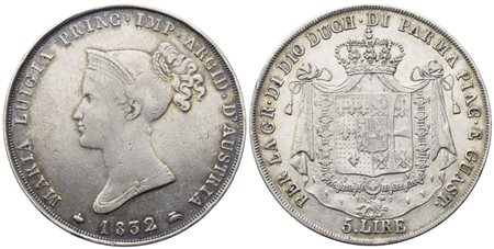MILANO. Ducato di Parma. Maria Luigia d'Austria (1815-1847). 5 Lire 1832; Ag (24,80 g; 36,7 mm)