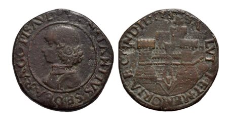 PESARO. Costanzo I Sforza (1473-1483). Mezza lira; Cu (12,4 g; 29 mm)