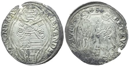 STATO PONTIFICIO. Macerata. Alessandro VI (1492 - 1503). Grosso; Ag (3,11 g; 28,03 mm).