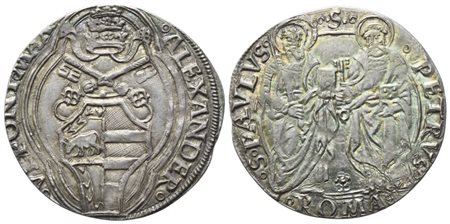 STATO PONTIFICIO. Roma. Alessandro VI (1492-1503). Grosso; Ag (3 g; 26,3 mm)