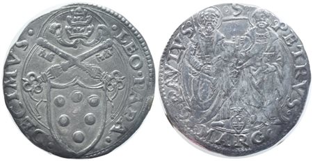 STATO PONTIFICIO. Ancona. Leone X (1513-1521). Giulio; Ag (3,73 g)