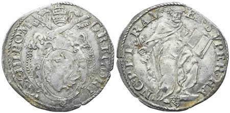 STATO PONTIFICIO. Roma. Gregorio XIII (1572-1585). Giulio; Ag (3,12 g; 27,4 mm)