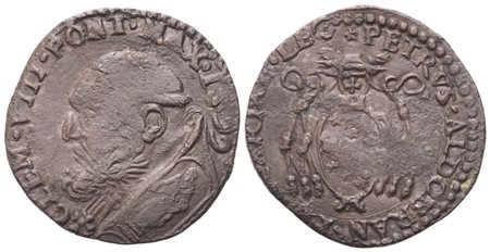 STATO PONTIFICIO. Ferrara. Clemente VIII (1592-1605). Quattrino 1599; Æ (2,50 g; 20 mm)