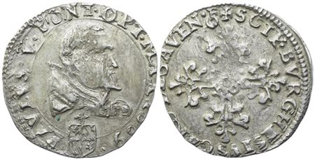 STATO PONTIFICIO. Avignone. Paolo V (1605-1621), Mezzo Franco 1609; Ag (6,45 g; 27,4 mm)