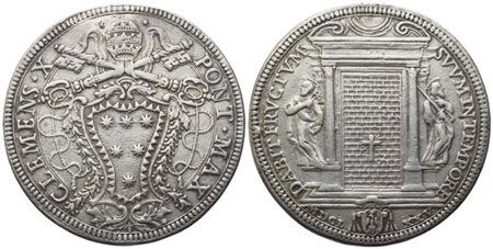 STATO PONTIFICIO. Roma. Clemente X (1670-1676). Piastra 1675; Ag (31,60 g; 44 mm)