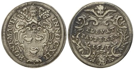 STATO PONTIFICIO. Roma. Innocenzo XII (1691-1700). Giulio 1697 – Anno VII; Ag (3,04 g; 25,5 mm)