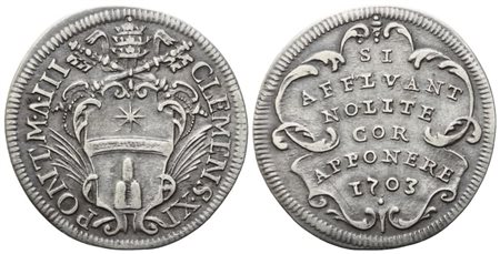 STATO PONTIFICIO. Roma. Clemente XI (1700-1721), Giulio 1703 – Anno III; Ag (3,04 g; 26 mm) 