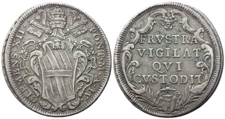 STATO PONTIFICIO. Roma. Clemente XII (1730-1740). Mezza Piastra 1734 – Anno IV; Ag (14,45 g; 36,8 mm)