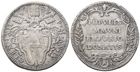 STATO PONTIFICIO. Roma. Clemente XII (1730-1740). Testone 1734 – Anno IV; Ag (8,34 g; 29,8 mm)