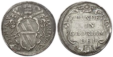 STATO PONTIFICIO. Roma. Clemente XII (1730-1740). Giulio 1735 – Anno V; Ag (2,74 g; 24,5 mm)