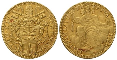 STATO PONTIFICIO. Roma. Clemente XIV (1769 - 1774). Zecchino 1769 – Anno I; Au (3,44 g; 20,5 mm)