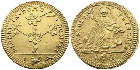 STATO PONTIFICIO. Roma. Pio VI (1775-1799), Doppia 1793; Au (5,5 g; 22,5 mm)