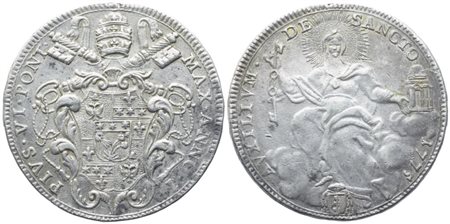 STATO PONTIFICIO. Roma. Pio VI (1775-1799), Mezzo Scudo 1775 – Anno I; Ag (13,03 g; 33,6 mm)