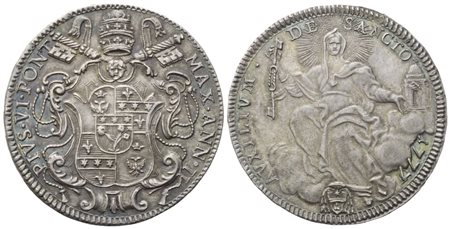 STATO PONTIFICIO. Roma. Pio VI (1775-1799). Mezzo Scudo 1777; Ag (13,24 g; 33,8 mm)
