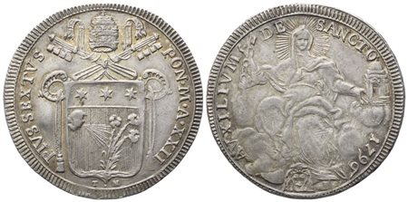 STATO PONTIFICIO. Roma. Pio VI (1775-1799). Mezzo Scudo 1796 – Anno XXII; Ag (13,15 g; 33,4 mm)