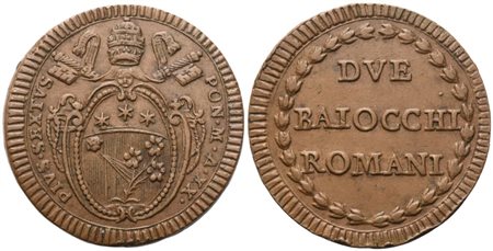 STATO PONTIFICIO. Roma. Pio VI (1775-1799). 2 Baiocchi – Anno XX; Cu (23,75 g; 37 mm)