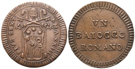STATO PONTIFICIO. Roma. Pio VI (1775-1799). Baiocco 1797; Cu (9,11 g; 29,8 mm)